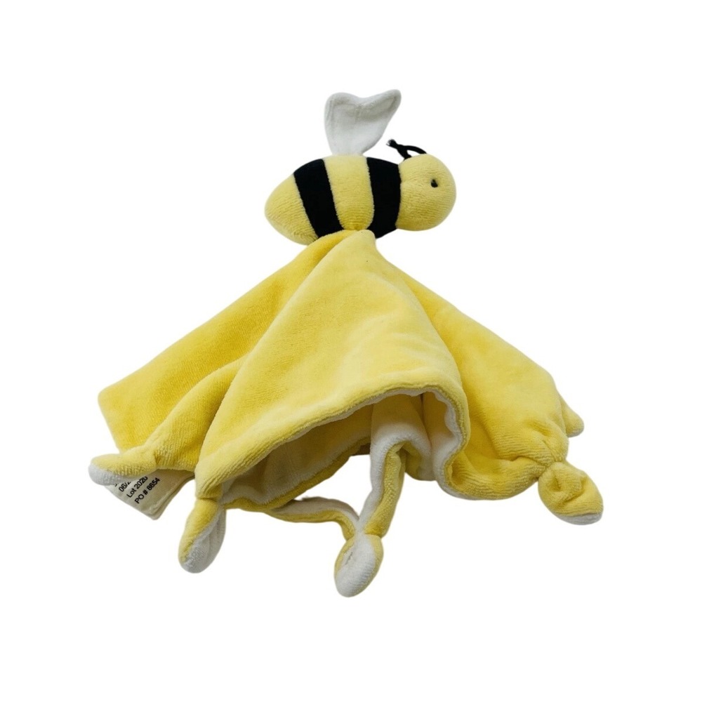 Burts Bees Baby Bumble Bee Lovey Security Blanket Yellow White Knotted Plush New - Picture 2 of 7
